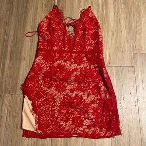 Tobi red lace dress